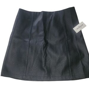 Eclipse Black Faux Leather A-line Mini Skirt Size S